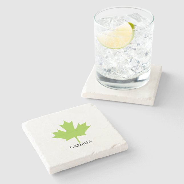 Dessous-de-verre En Pierre Feuille d'érable verte Canada (Côté)