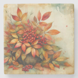 Dessous-de-verre En Pierre Feuilles d'automne vintage aquarelle couleurs auto