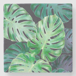Dessous-de-verre En Pierre Feuilles de Monstera Tropical