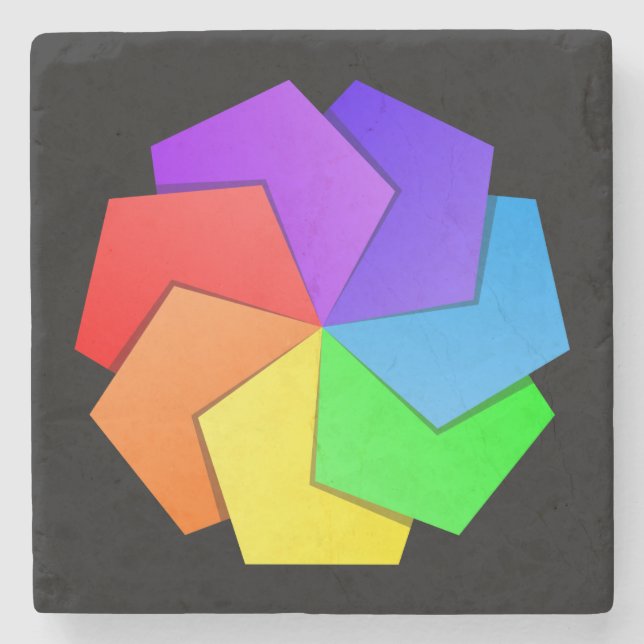 Dessous-de-verre En Pierre Feuilles de papier couleur Motif Mandala (Devant)