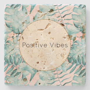 Dessous-de-verre En Pierre Feuilles tropicaux Aqua Gold Personnalisé