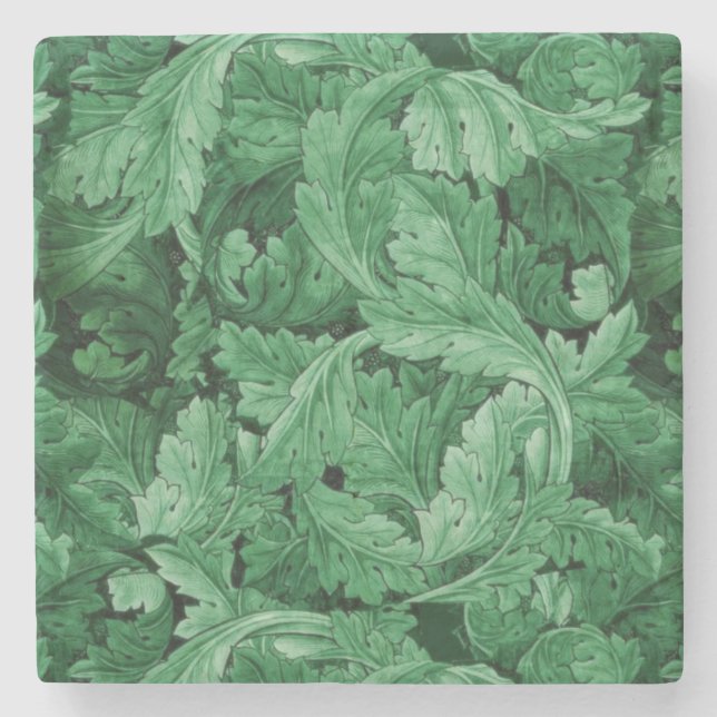 Dessous-de-verre En Pierre Feuilles verts (par William Morris) (Devant)