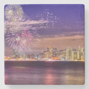 Dessous-de-verre En Pierre Feux d'artifice de nouvelle année de San Francisc