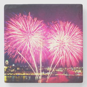 Dessous-de-verre En Pierre Feux d'artifice roses