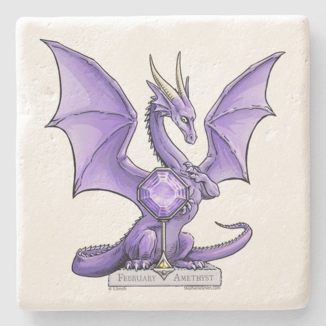 Dessous-de-verre En Pierre Février Birthstone Dragon - Amethyst (Devant)