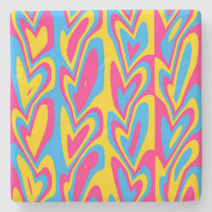 Dessous-de-verre En Pierre Fière Fierté Pansexuelle Groovy Trippy Squiggly Qu