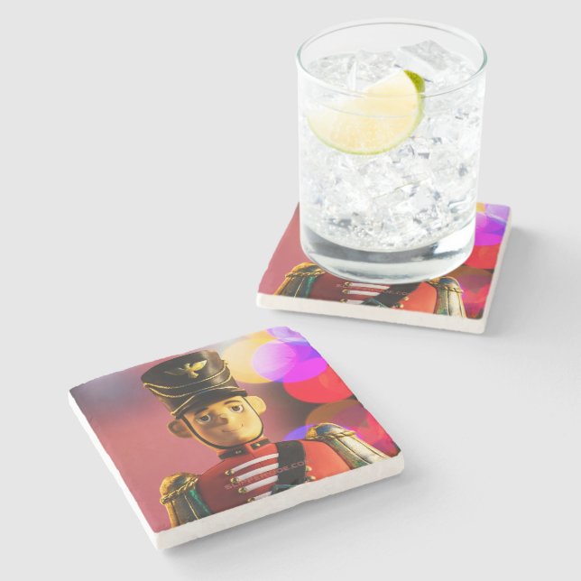 Dessous-de-verre En Pierre figurine de soldat de jouets de Noël SlipperyJoe g (Côté)