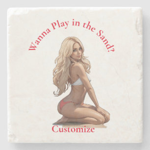 Dessous-de-verre En Pierre Fille de plage de Bikini Thunder_Cove