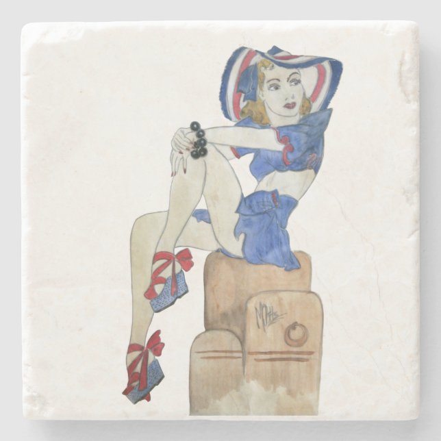 Dessous-de-verre En Pierre Fille de voile (Devant)