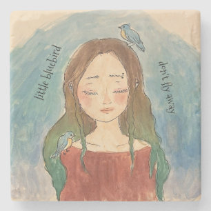Dessous-de-verre En Pierre Fille des Merles Bleus N'envole Pas