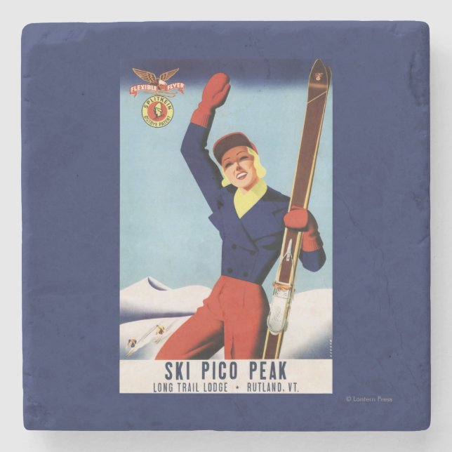 Dessous-de-verre En Pierre Fille flexible de ski de Pin- d'insecte (Devant)