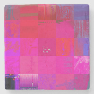Dessous-de-verre En Pierre Filles aux rayons X Grille d'art de glitch Rose Ch