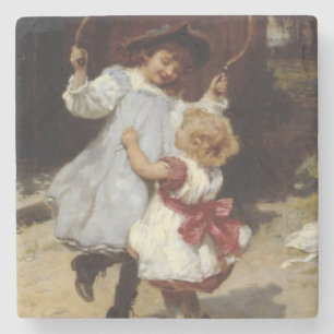 Dessous-de-verre En Pierre Filles sautant à la corde à sauter