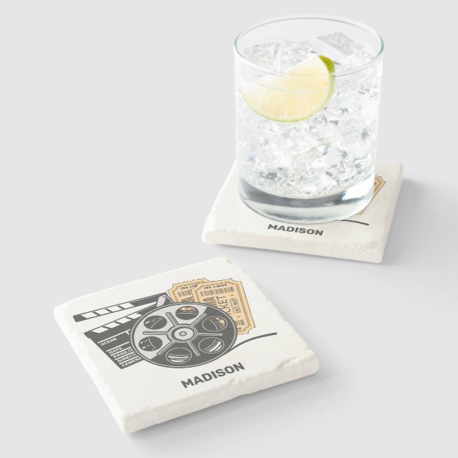 Dessous-de-verre En Pierre Film de nom personnalisé (Côté)