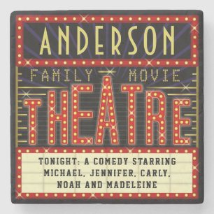 Dessous-de-verre En Pierre Film Theatre Marquee Home Cinéma Nom personnalis