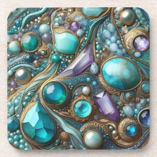 Dessous de verre en pierre fine turquoise avec liè