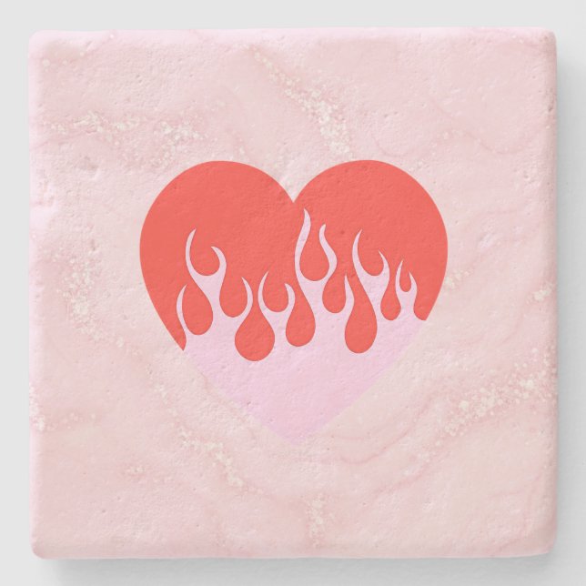 Dessous-de-verre En Pierre Fire Heart (Devant)