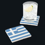 Dessous-de-verre En Pierre Flag de Greece<br><div class="desc">Drapeau officiel de Grèce. Beautiful blue and white stripes with blue cross in the corner. Great vend à Greek,  patriotic Greece venin et à awesome venin pour travellers to Greece.</div>