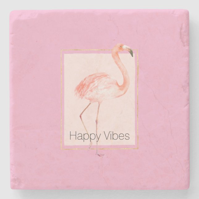 Dessous-de-verre En Pierre Flamant Rose Chic Heureux (Devant)