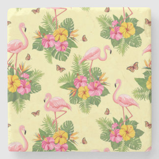 Dessous-de-verre En Pierre Flamant rose et papillons 2