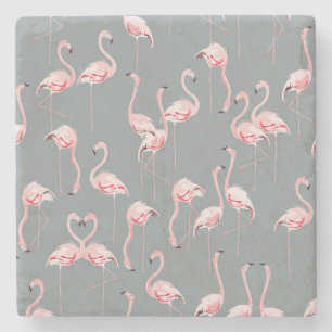 Dessous-de-verre En Pierre Flamant rose Grey : Vintage Motif sans couture.