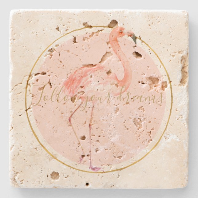 Dessous-de-verre En Pierre Flamant rose rose     (Devant)