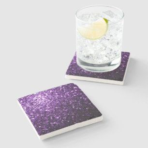 Dessous-de-verre En Pierre Flamme de parties scintillant foncé violet brillan