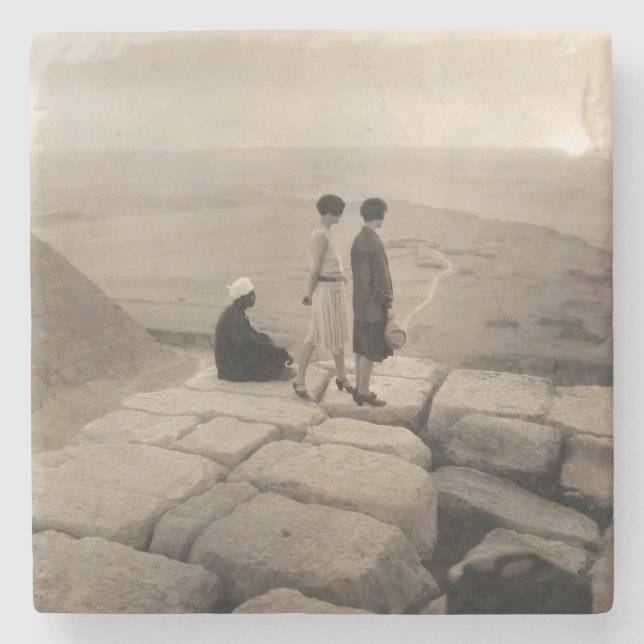 Dessous-de-verre En Pierre Flapper Girls Sunrise Khufu Pyramid, Égypte 1920 (Devant)