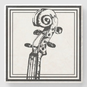 Dessous-de-verre En Pierre Flèche violon noir et blanc avec traits noirs