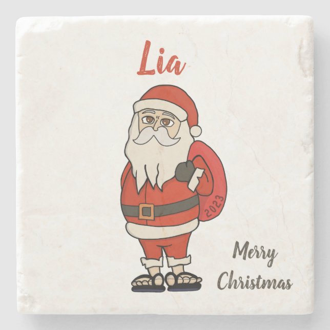 Dessous-de-verre En Pierre Flèches de Noël du Père Noël sur mesure (Devant)