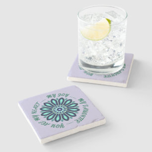 DESSOUS-DE-VERRE EN PIERRE FLEUR CADEAU COLORÉ POUR MAMAN PAPA SŒUR FILS PATR
