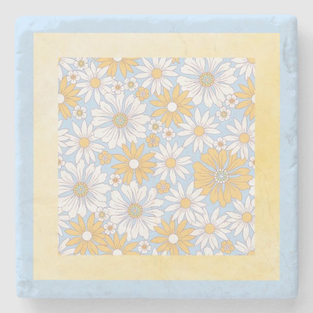 Dessous-de-verre En Pierre Fleur d'art de campagne jaune (Devant)
