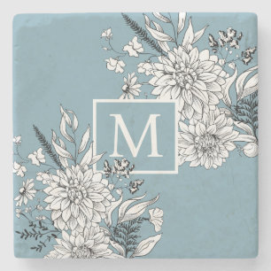Dessous-de-verre En Pierre Fleur de botanique de fleurs sauvages Monogramme B