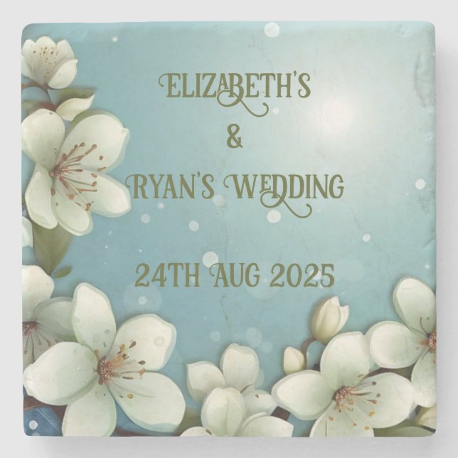 Dessous-de-verre En Pierre Fleur de cerisier fantaisiste avec des étincelles (Devant)