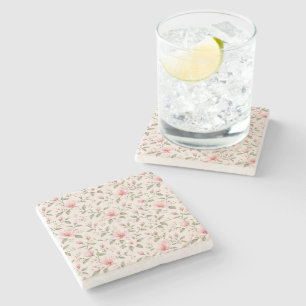 Dessous-de-verre En Pierre Fleur de cerisier rose tendre motif floral sans co