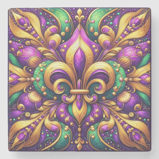 Dessous-de-verre En Pierre fleur de lis (Devant)
