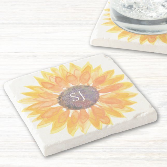 Dessous-de-verre En Pierre Fleur de monogramme (Créateur téléchargé)