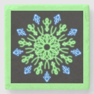 Dessous-de-verre En Pierre Fleur de néon vert et bleu