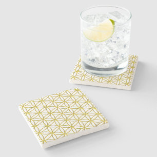 Dessous-de-verre En Pierre Fleur de vie / Blume des Lebens - motif d'or