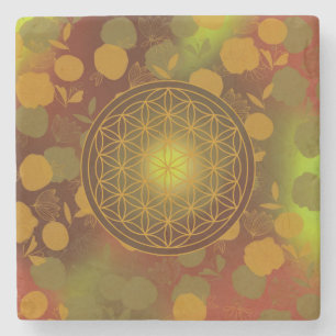 Dessous-de-verre En Pierre fleur de vie, chakra,zen,géométrie sacrée,