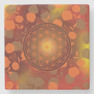 Dessous-de-verre En Pierre fleur de vie, chakra,zen,géométrie sacrée,