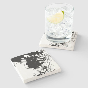 Dessous-de-verre En Pierre Fleur Doodle