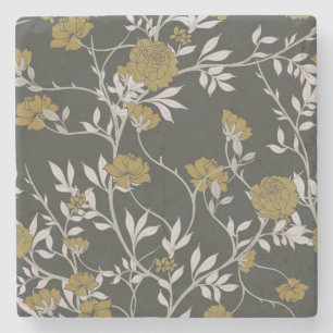 Dessous-de-verre En Pierre Fleur élégante : dessin de motif vintage.