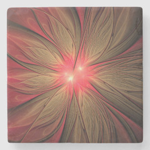 Dessous-de-verre En Pierre Fleur fractale de fansy rouge