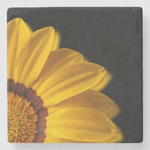 Dessous-de-verre En Pierre Fleur jaune sur arrière - plan noir