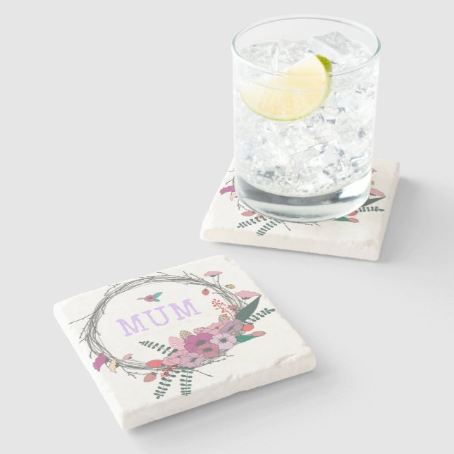 Dessous-de-verre En Pierre Fleur mère (Côté)