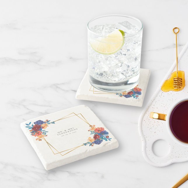 Dessous-de-verre En Pierre Fleur mexicaine moderne Mariage (Créateur téléchargé)