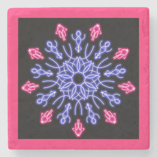 Dessous-de-verre En Pierre Fleur néon bleue et rouge