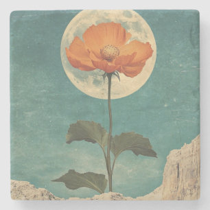 Dessous-de-verre En Pierre Fleur orange Lune - Charme Boho Vintage
