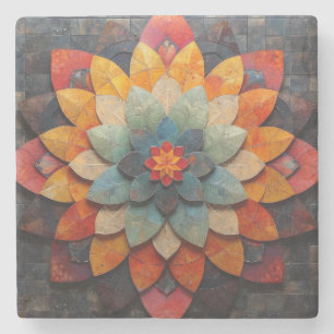 Dessous-de-verre En Pierre Fleur texturée Mandala Art